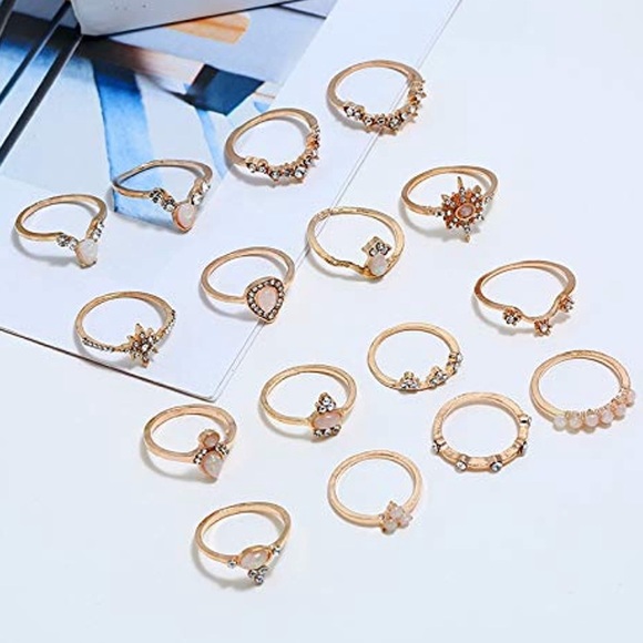 16-Piece Vintage Boho Ring Stack - Picture 3 of 5